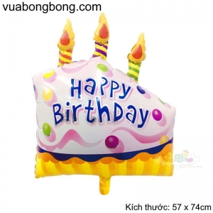 Bong bóng bánh kem hồng HAPPY BIRTHDAY